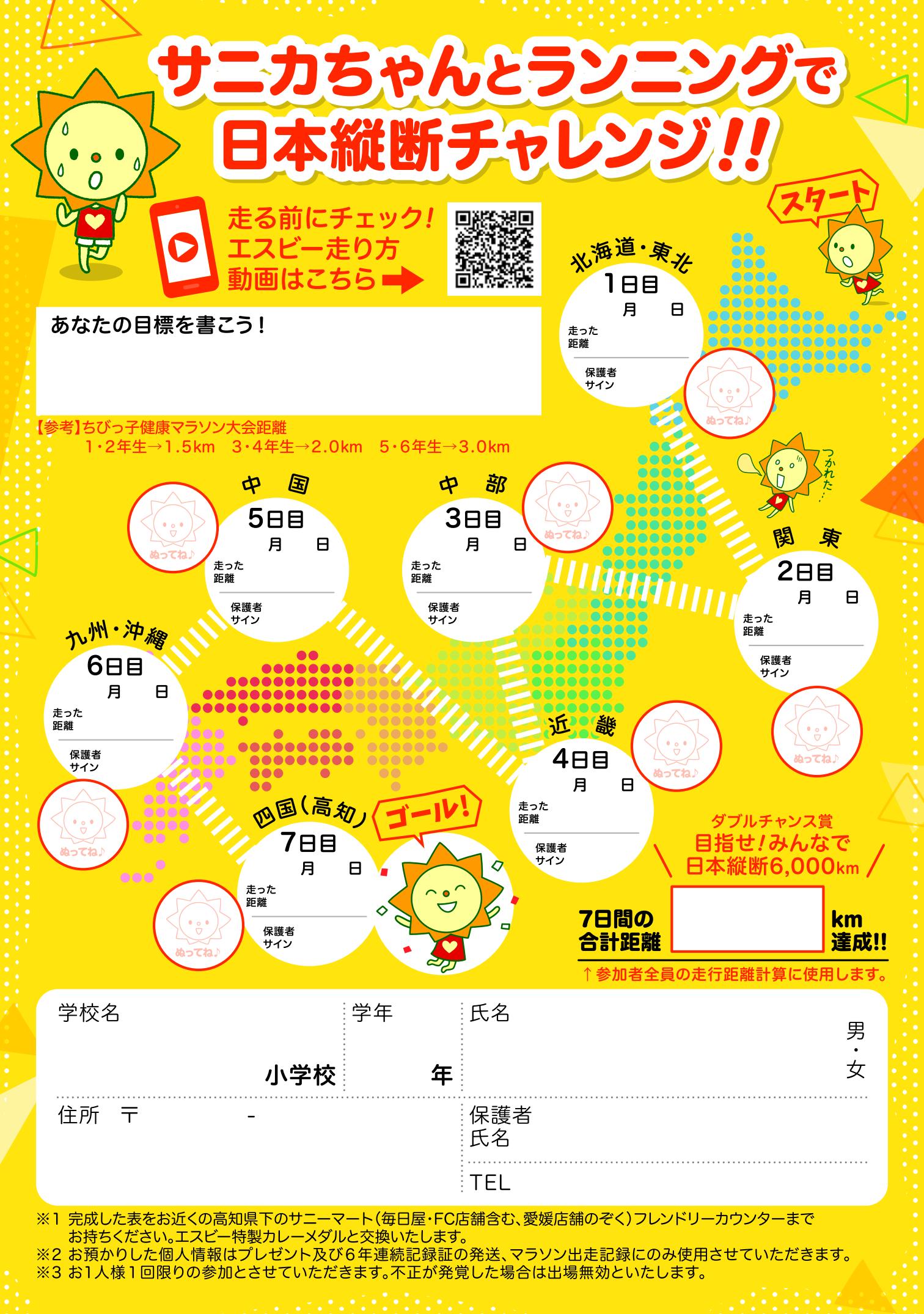 ランニングがんばり表 参加賞 引き換え開始 Cr活動 Sunnymart サニーマート 高知のご当地スーパーマーケット サニーマート